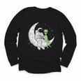 Astronaut Reading Book To Alien Moon Space Book Lover Men Youth Long Sleeve Tee