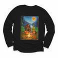 Bigfoot And Alien Reading Books Campfire Halloween Youth Long Sleeve Tee
