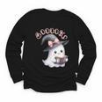 Boo Ghost Books Coquette Bow Halloween Women School Teacher Youth Long Sleeve Tee