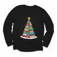 Book Christmas Tree Xmas Lights Book Lover Teacher Librarian Youth Long Sleeve Tee