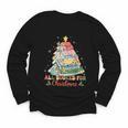 All Booked For Christmas Book Lovers Xmas Tree Lights Youth Long Sleeve Tee