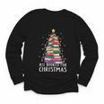 All Booked For Christmas Book Christmas Tree Lights Youth Long Sleeve Tee