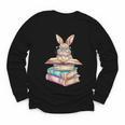 Books Bookworm Reader Book Cute Reading Bunny With Glasses Youth Long Sleeve Tee