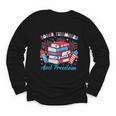 Books Fireworks And Freedom Independence Day Book Lover Youth Long Sleeve Tee