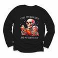 I Like My Books Spicy And My Coffee Icy Skeleton Youth Long Sleeve Tee