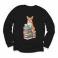 Bookworm Corgi Reading Books Drinking Coffee Dog Lover Youth Long Sleeve Tee