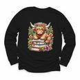 Bookworm Cute Highland Cow Reading Book Youth Long Sleeve Tee