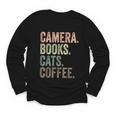 Camera Books Cats And Coffee Lover Photography Men Women Youth Long Sleeve Tee Camera Books Cats And Coffee Lover Photography Men Women Youth Long Sleeve Tee