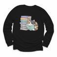 Cat On Books Pets Cats Reading Book Nerd Read Reader Bookcat Youth Long Sleeve Tee