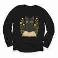 Cat Reading Book Flowers Youth Long Sleeve Tee