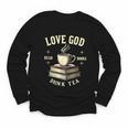 Christian Bookworm Love God Read Books Drink Tea Youth Long Sleeve Tee