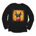 Colorful Sketch Oil Painting Of A Bat Reading Book Youth Long Sleeve Tee