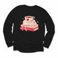 Cute Books And Coffee Crochet Valentines Day Tee For Couples Youth Long Sleeve Tee