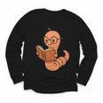 Cute Bookworm Worm Reading Book Glasses Nerdy Youth Long Sleeve Tee