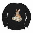 Cute Bunny Reading Book Glasses Bookworm Youth Long Sleeve Tee