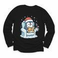 Cute Christmas Penguin Reading Book Cozy Winter Holiday Art Youth Long Sleeve Tee