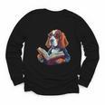 Cute Dog Basset Hound Reading Book Youth Long Sleeve Tee
