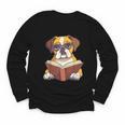 Cute Dog Boxer Reading Book Youth Long Sleeve Tee