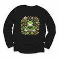 Cute Floral Frog Book Reading Youth Long Sleeve Tee