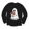 Cute Ghost Holding Books Bookish Christmas Youth Long Sleeve Tee