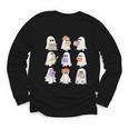 Cute Ghost Reading Books Teacher Halloween Reading Men Women Kids Youth Long Sleeve Tee