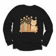 Cute Kawaii Cat Books Flowers Youth Long Sleeve Tee