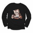 Cute Kitten Bookworm Adorable Cat With Glasses Reading Book Youth Long Sleeve Tee