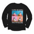 Cute Penguin Reading Book School Librarian Teacher Student Youth Long Sleeve Tee