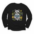 Cute Raccoon Reading Book Flowers Youth Long Sleeve Tee