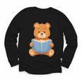 Cute Teddy Bear Reading Book Adorable For Readers Youth Long Sleeve Tee