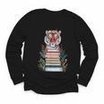 Cute Tiger With Book Floral Bookworm Librarian Book Lover Youth Long Sleeve Tee Cute Tiger With Book Floral Bookworm Librarian Book Lover Youth Long Sleeve Tee
