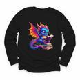 Dragon Reading a Book Bookworm Book Lover Youth Long Sleeve Tee