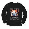 Easily Distracted By Coffee Cats And Books Youth Long Sleeve Tee
