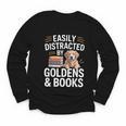 Easily Distracted By Goldens & Books Golden Retriever Dog Youth Long Sleeve Tee
