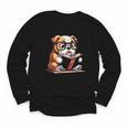 English Bulldog Reading a Book Dog For Men Women Girls Kids Youth Long Sleeve Tee