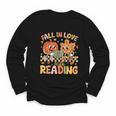 Fall In Love With Reading Autumn Pumpkin Teacher Book Lover Youth Long Sleeve Tee Fall In Love With Reading Autumn Pumpkin Teacher Book Lover Youth Long Sleeve Tee