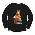 Fox Books Read Reading Librarian America Men Women Kids Youth Long Sleeve Tee