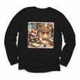 Fox Reads By Fireplace In Cabin Rustic Book Cozy Cup Tea Youth Long Sleeve Tee