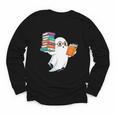 Ghost Reading Books Halloween Library Youth Long Sleeve Tee