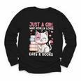 Girl Who Loves Cats And Books Cute Youth Long Sleeve Tee Girl Who Loves Cats And Books Cute Youth Long Sleeve Tee