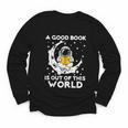 Good Book Is Out Of This World Astronaut Moon Space Reading Youth Long Sleeve Tee Good Book Is Out Of This World Astronaut Moon Space Reading Youth Long Sleeve Tee