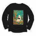 Groovy Ghost Reading Book Cat Halloween Ghost Teacher Youth Long Sleeve Tee