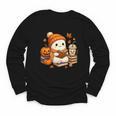 Halloween Ghost Reading Book Lovers Coffee Girl Women Youth Long Sleeve Tee Halloween Ghost Reading Book Lovers Coffee Girl Women Youth Long Sleeve Tee