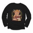 Highland Cow Reading Book Graphic Cow With Book Floral Youth Long Sleeve Tee