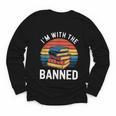 I'm With The Banned Stack Of Books Vintage Sunset Retro Youth Long Sleeve Tee I'm With The Banned Stack Of Books Vintage Sunset Retro Youth Long Sleeve Tee