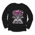 Just a Girl Who Loves Books Reading Book Butterfly Bookworm Youth Long Sleeve Tee