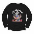 Just One More Chapter Skeleton Reading Book Bookworm Reader Youth Long Sleeve Tee