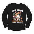 Kawaii Feline Book Reading Read Books Pet My Calico Cat Men Women Youth Long Sleeve Tee