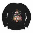 Library Books Christmas Tree Teacher Xmas Snowflake Youth Long Sleeve Tee