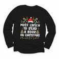 Most Likely To Read A Book On Christmas Matching Family Youth Long Sleeve Tee Most Likely To Read A Book On Christmas Matching Family Youth Long Sleeve Tee